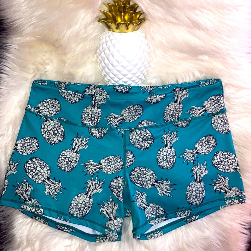 Born Primitive Blue and White Athletic Shorts Pineapple Print